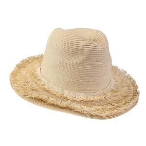 San Diego Hat Company Womens Fringed Brim Straw Hat One Size Adjustable Tan